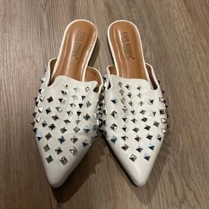 White studded flats